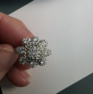Judith Ripka Sterling Silver Pavé Flower Cluster Ring – Size 6